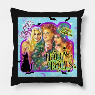 Three sisters, witches, hocus pocus collage, Black cat, I put a spell on you, Halloween Pillow