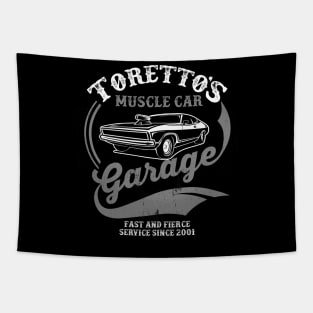 Toretto's Muscle Car Garage Tapestry