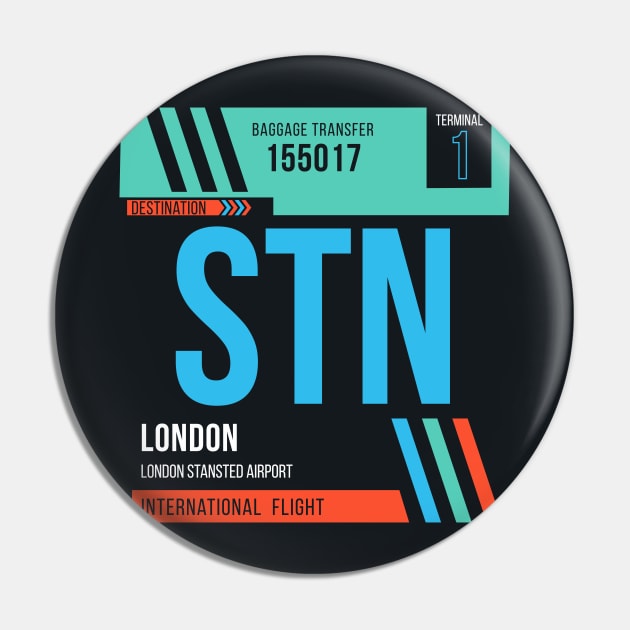 London (STN) Airport Code Baggage Tag Pin by SLAG_Creative