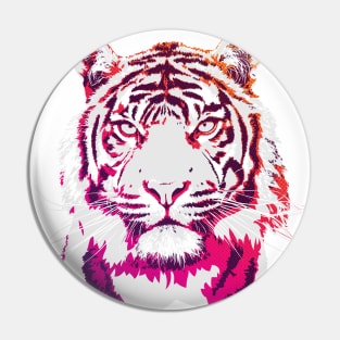 Cool Pink and Orange Sunset White Tiger Pin