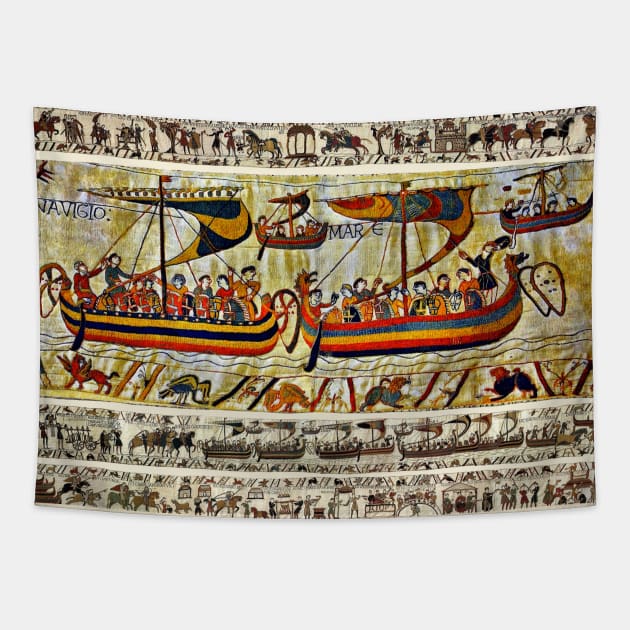 THE BAYEUX TAPESTRY, VIKING SHIPS Tapestry by BulganLumini