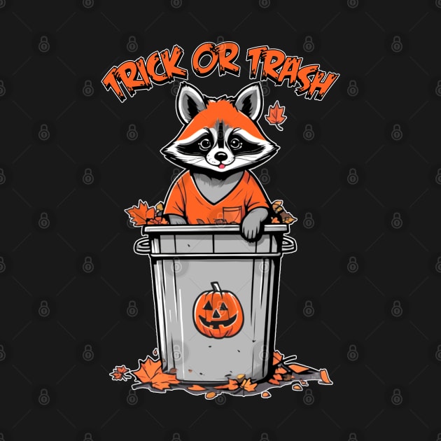 Trick or Trash - Raccoon in Bin by WolfMerrik