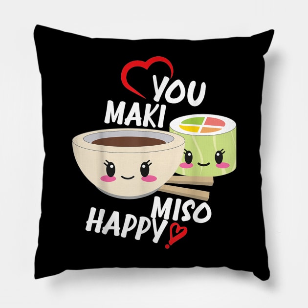 you maki miso happy Pillow by Uri Holland 