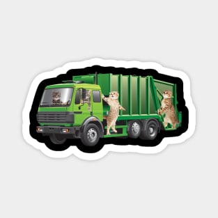 Funny Cat Garbage truck Kitten Dustmen Recycling Trash Pet Magnet