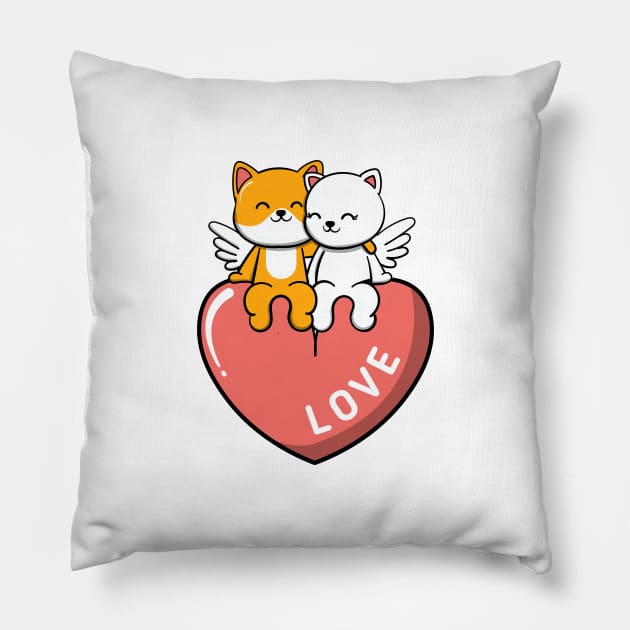 Winged Cat Love Valentines Light Pillow by FTF DESIGNS