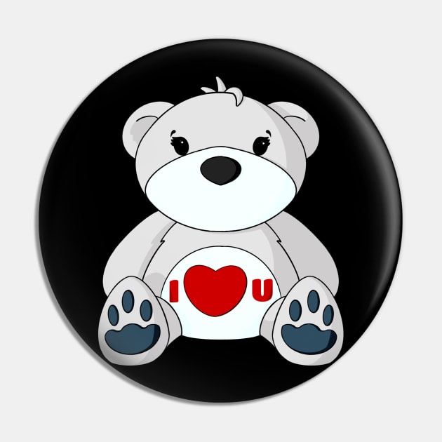 I Love You Teddy Bear Pin by Alisha Ober Designs