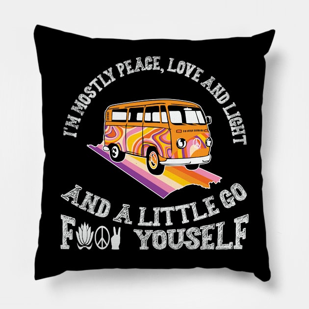 I'mMostly Peace LoveAndLight & ALittleGo Pillow by ssflower