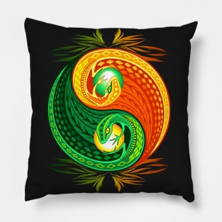 YinYang Gecko Lizard Opposite Colors Sign Pillow
