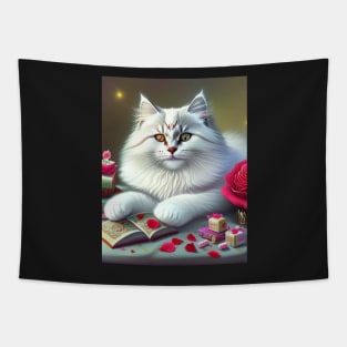 White Siberian Forest Cat Tapestry