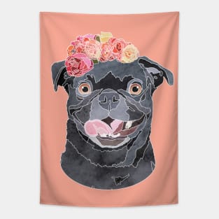 Floral Pug Tapestry