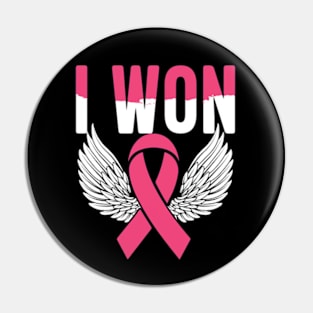 i won breast cancer  Support Pink Ribbon Survivor Pin