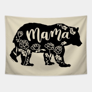 Floral Mama Bear with Peonies Peony Flowers Tapestry