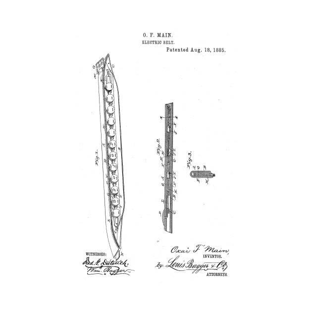 Electric Belt Vintage Patent Hand Drawing by TheYoungDesigns