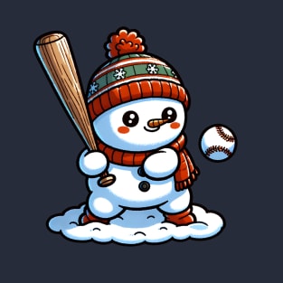 Cute snowman playing Baseball T-Shirt