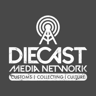 Diecast Media Network (Radio Station - White on Asphalt - Worn) T-Shirt