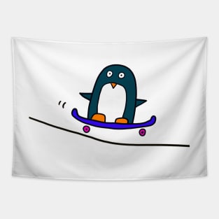 Penguin with Skateboard Tapestry