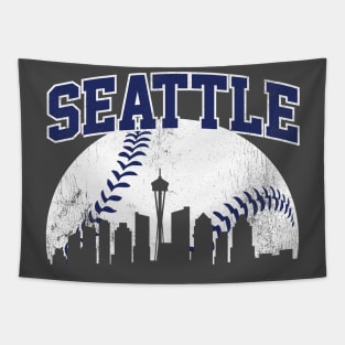 Vintage Seattle Skyline City Gameday Retro Vintage Tapestry