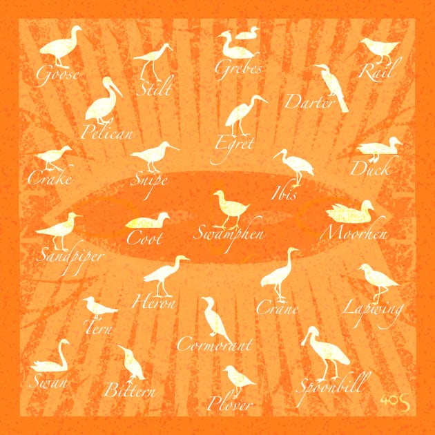 Shorebirds Silhouette - Orange Kids T-Shirt by 40degreesSouth