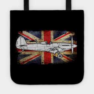 Spitfire Fighter Plan Union Jack Flag Tote