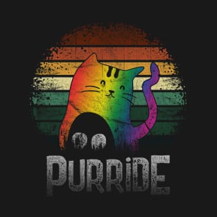 Purride Cat LGBT Vintage Rainbow T-Shirt