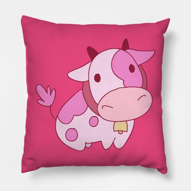 Strawberry Milk Cow Pillow by saradaboru