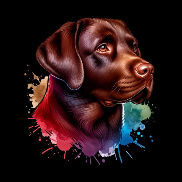 Bright Watercolor Chocolate Labrador by From Broken To Blooming