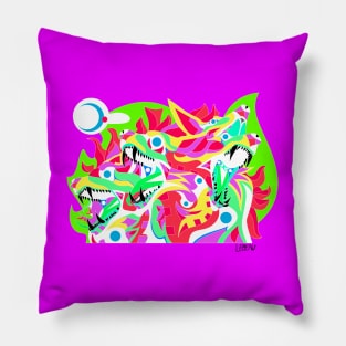 colors in werewolf art ecopop dogs of hell Pillow