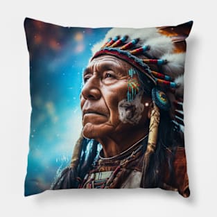 Native Indian Warrior Spirit Fantastic Cosmic Magical Pillow