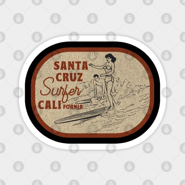 Vintage Surf Sticker Santa Cruz Surfer California Magnet by tonyspencer