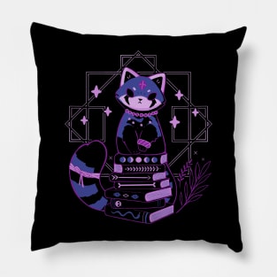 Dark Red Panda with Books Pillow