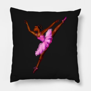 Black ballerina   ! beautiful  black girl with Afro hair and dark brown skin wearing a pink tutu.Hair love ! Pillow