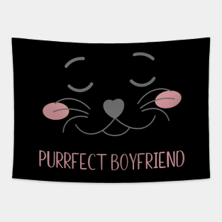 Valentine's Day Cat Design Purrfect Boyfriend Tapestry