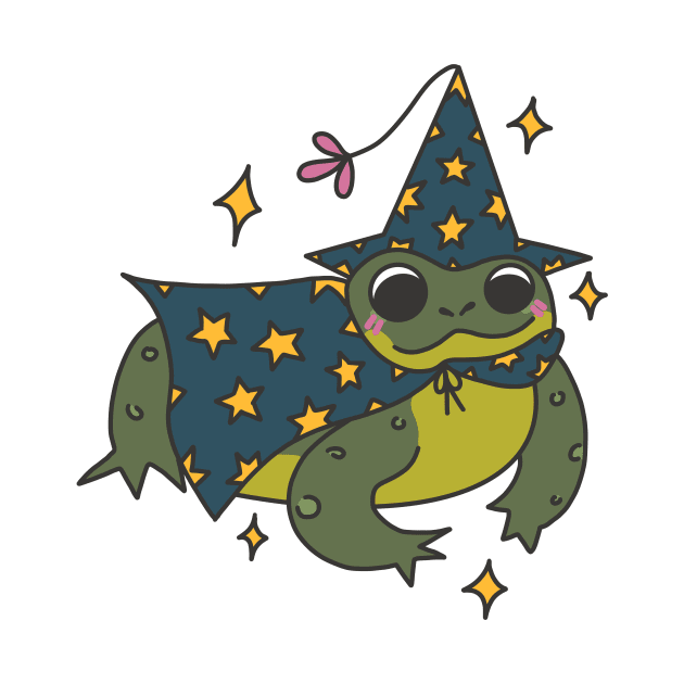 Cute witchy wizard frog design by grafitytees