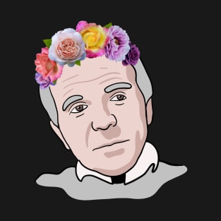 Gilles Deleuze - Philosophy Portrait With Flower Crown T-Shirt