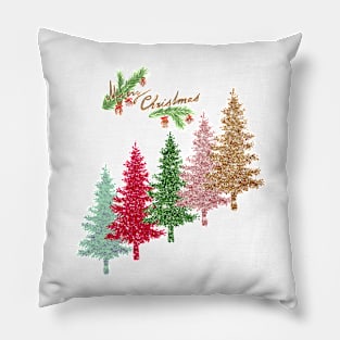 merry Christmas Trees Pillow