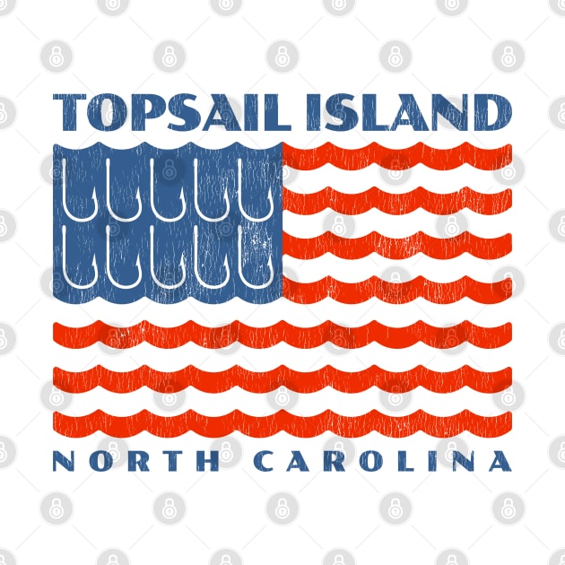 Topsail Island, NC Patriotic Fishing Flag by Contentarama