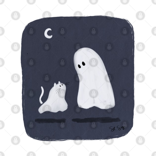 Happy Ghost and Cat Friend by SRSigs