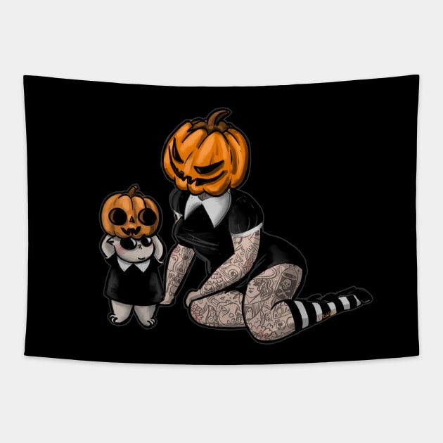 Pumpkin Heads Tapestry by SaraWired