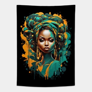 Black Woman African Tribal retro vintage regal design Tapestry