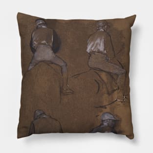 Four Studies of a Jockey by Edgar Degas Pillow