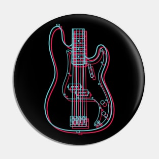 3D P-Style Bass Guitar Body Outline Pin