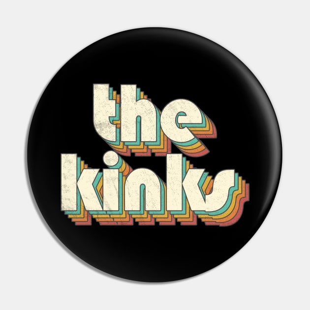 Vintage Kinks Rainbow Letters Distressed Style Pin by Cables Skull Design