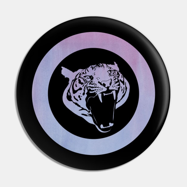 Roaring Tiger Line Drawing Pin by Moon Lit Fox