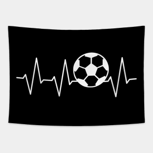 Soccer Pulse Heartbeat Football Player Tapestry