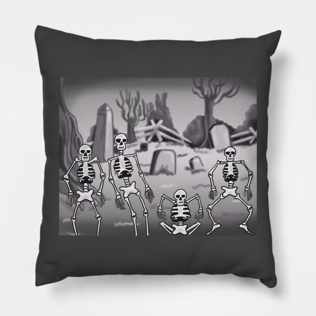 Spooky Scary Skeletons Pillow by tesiamarieart