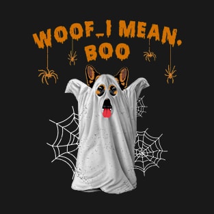 Woof I Mean Boo German Shepherd Dog Ghost Funny Halloween T-Shirt