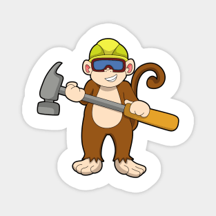 Monkey as Craftsman with Hammer Magnet