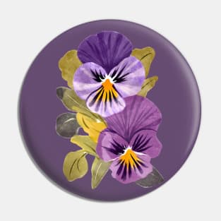 Watercolor Pansies Pin