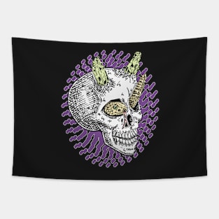 Skeleton Devil Skull, Vintage Halloween Tapestry