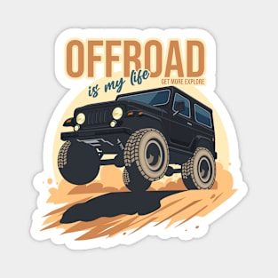 Offroad is my life get more explore black Magnet